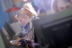 student at LCMM computer lab